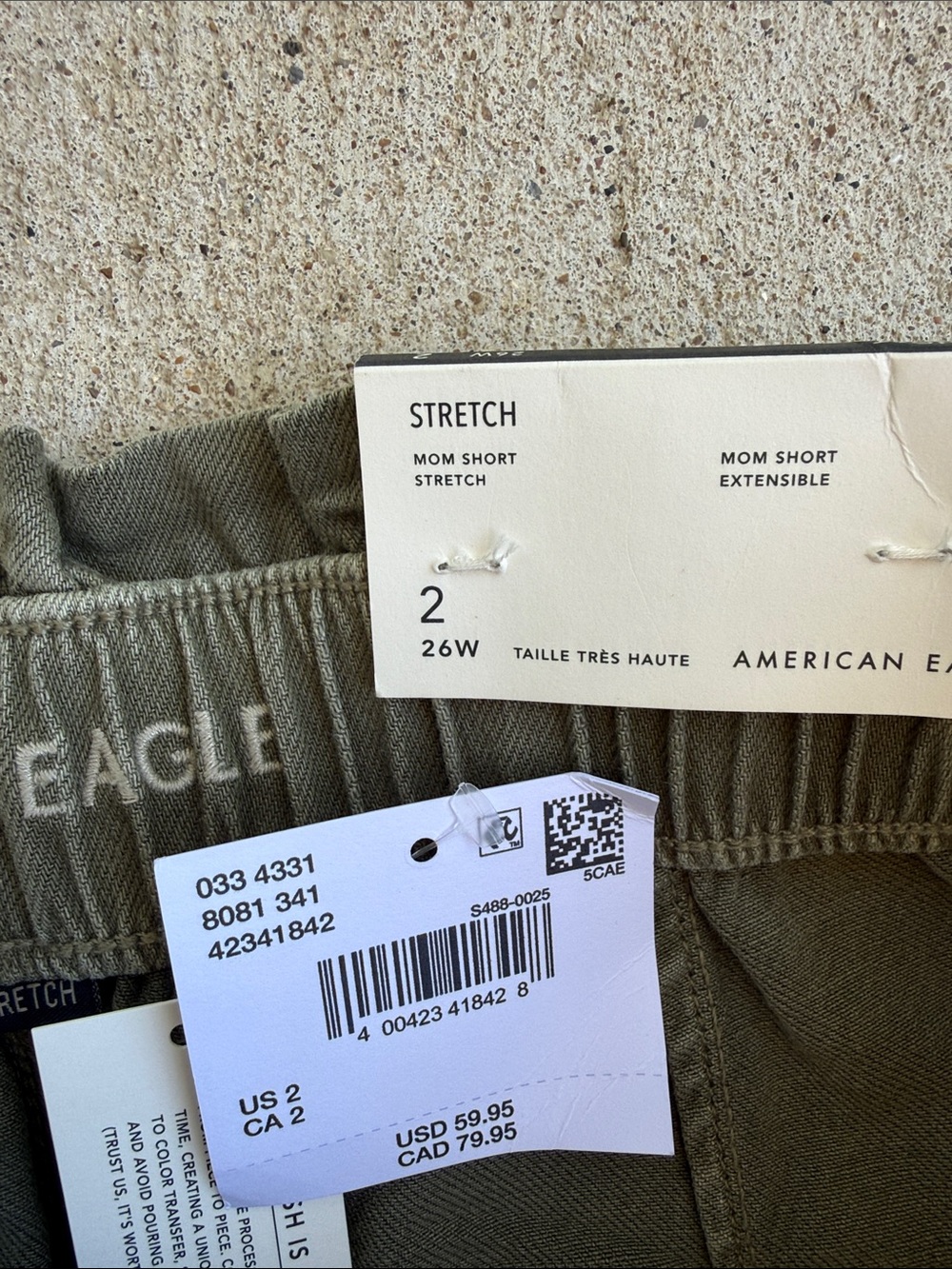 NWT American Eagle Olive Super High Rise Mom Shorts W Button Fly Size 2 - Picture 5 of 11